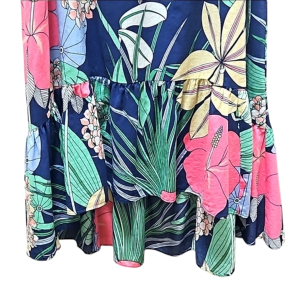 Talbots Navy Floral Midi High-Low Dress Size 10P - Picture 5 of 13